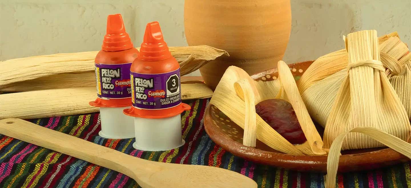 Tamalitos hechos con PELON PELO RICO chamoy