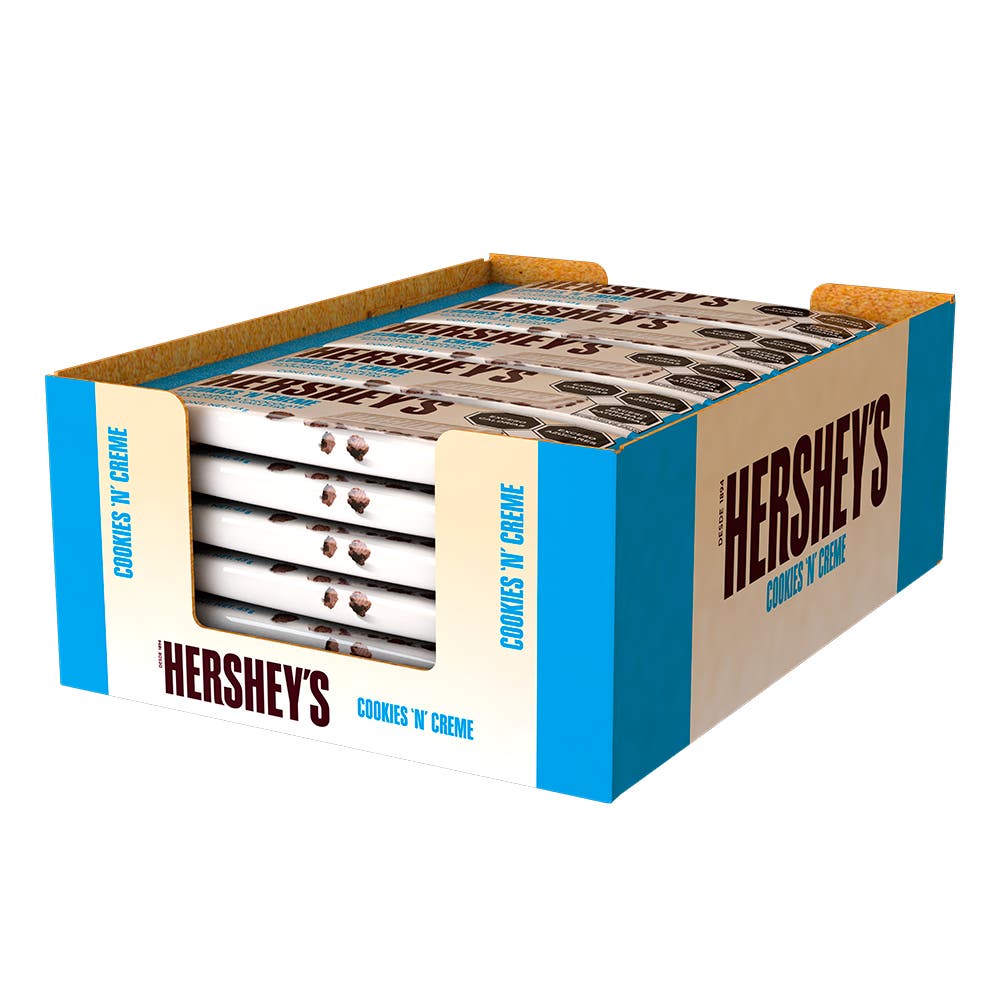 Barra de Dulce sabor a chocolate blanco de Hershey’s Cookies n' Creme 43g 32pk