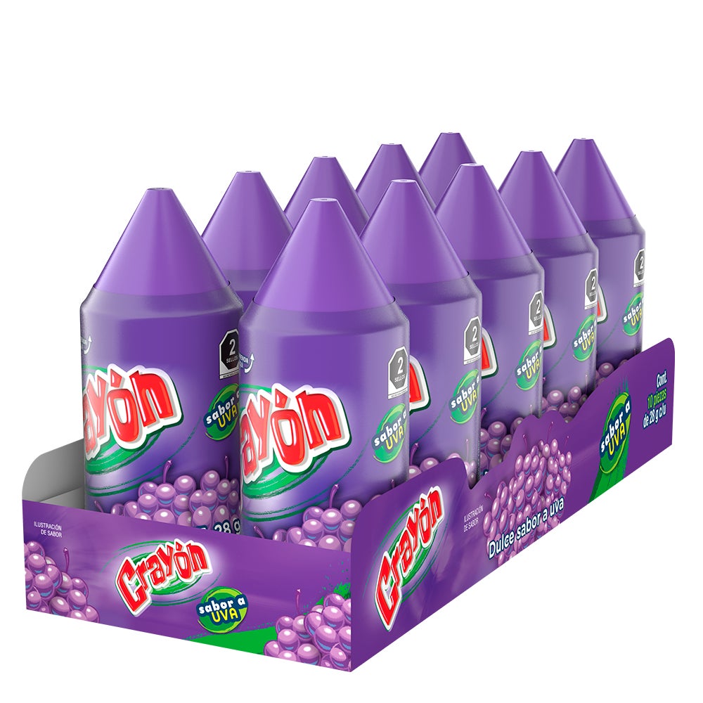 Crayón sabor Uva 28g pack 10 piezas