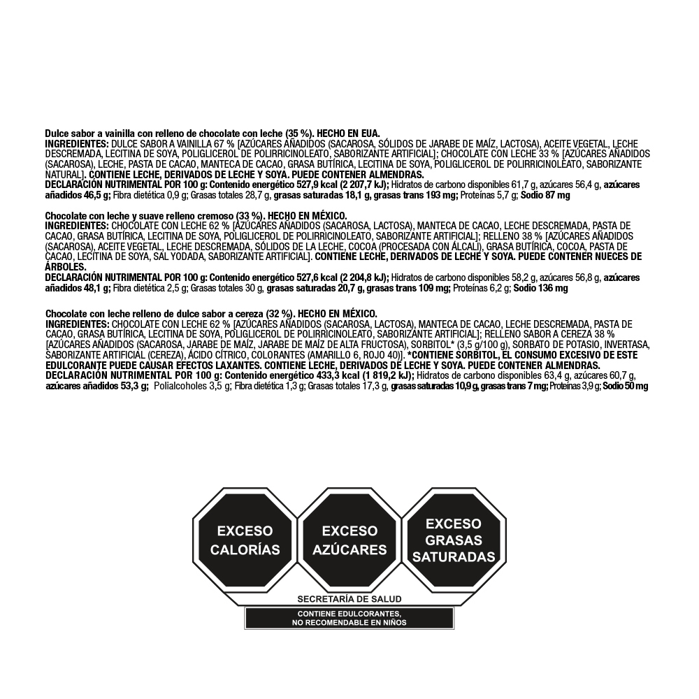 Tabla de muestra del producto
