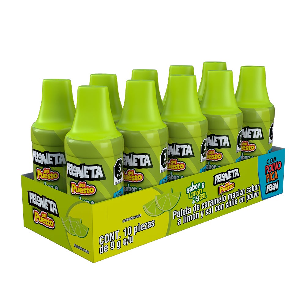 Peloneta del Puesto sabor Limon y Sal 9g pack 10 piezas