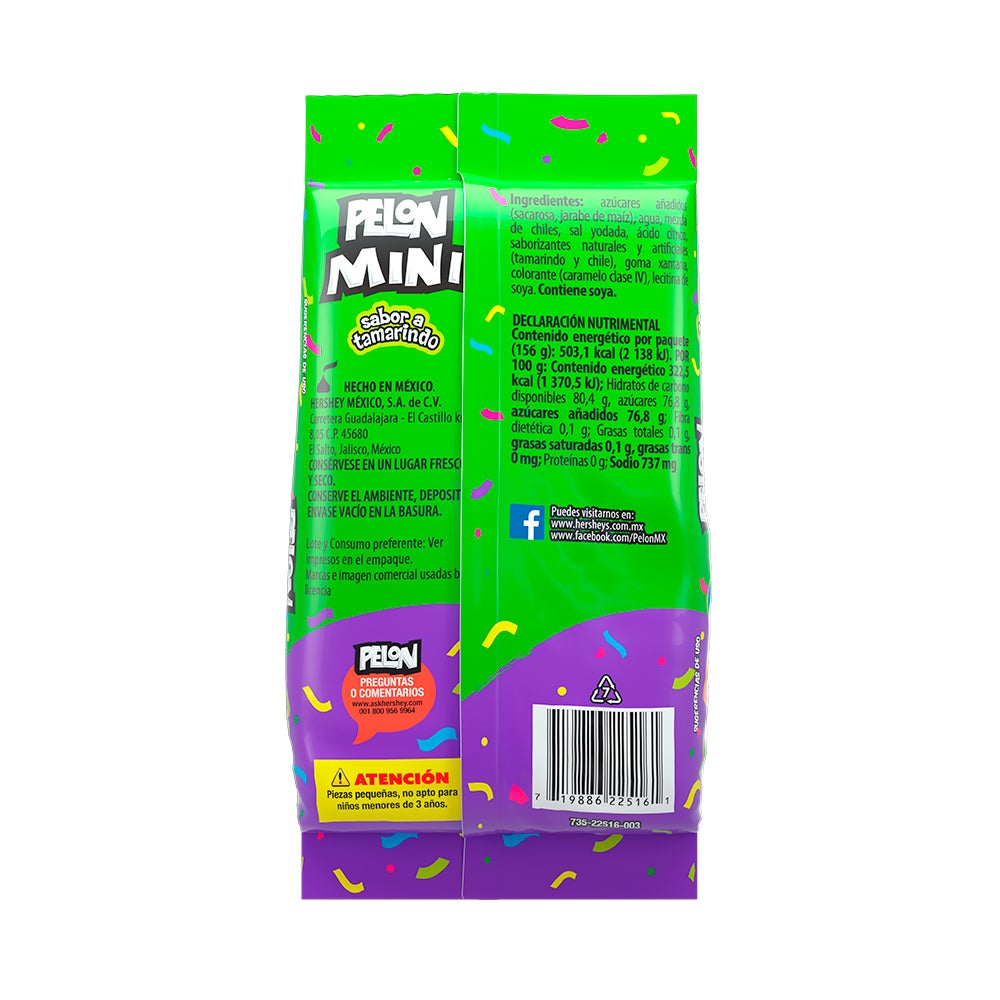 Mini Pelon Pelo Rico sabor Tamarindo 13g bolsa 12 piezas