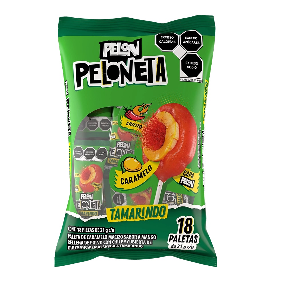 Pelon Peloneta sabor Tamarindo 21g bolsa 18 piezas