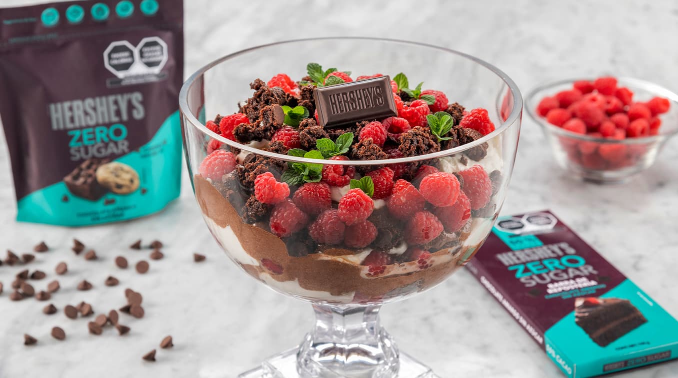 Mousse de Chocolate HERSHEY'S ZERO SUGAR con Frambuesas