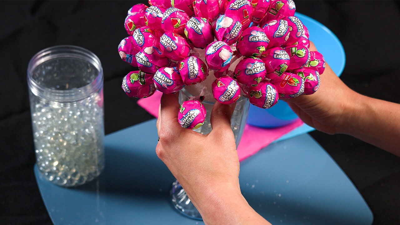 styrofoam ball glues to vase